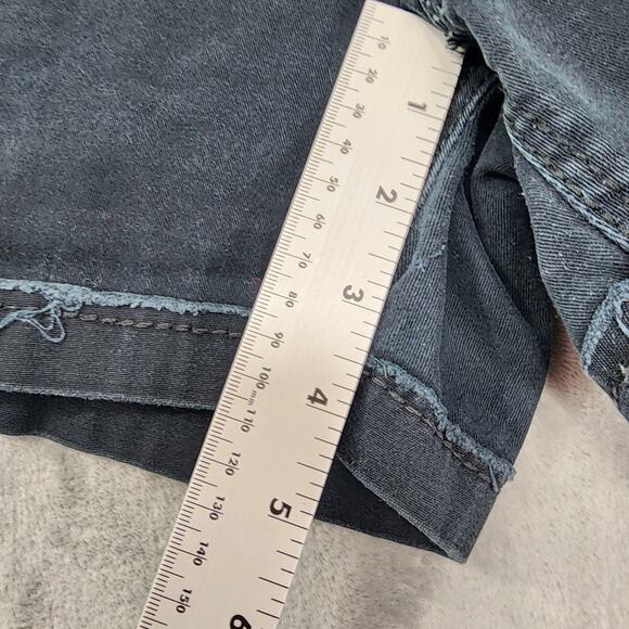 Reign Shorts Womens 20 Faded Black High Rise Cuffed Cut Off Stretch Denim Casual - Picture 9 of 11